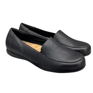 Trotters Deanna Black Pebbled Leather Slip On Comfort Loafer Women 10.5 W